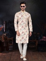 Light Brown Cotton Digital Print Readymade Kurta Pajama